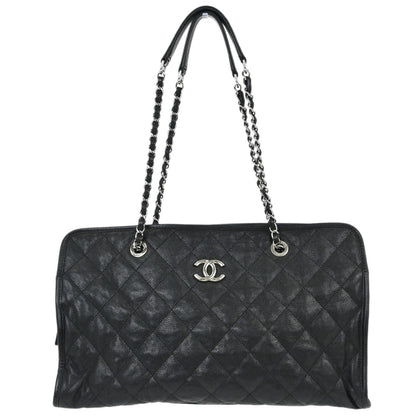 Chanel Black Caviar Skin French Riviera Tote Chain Handbag