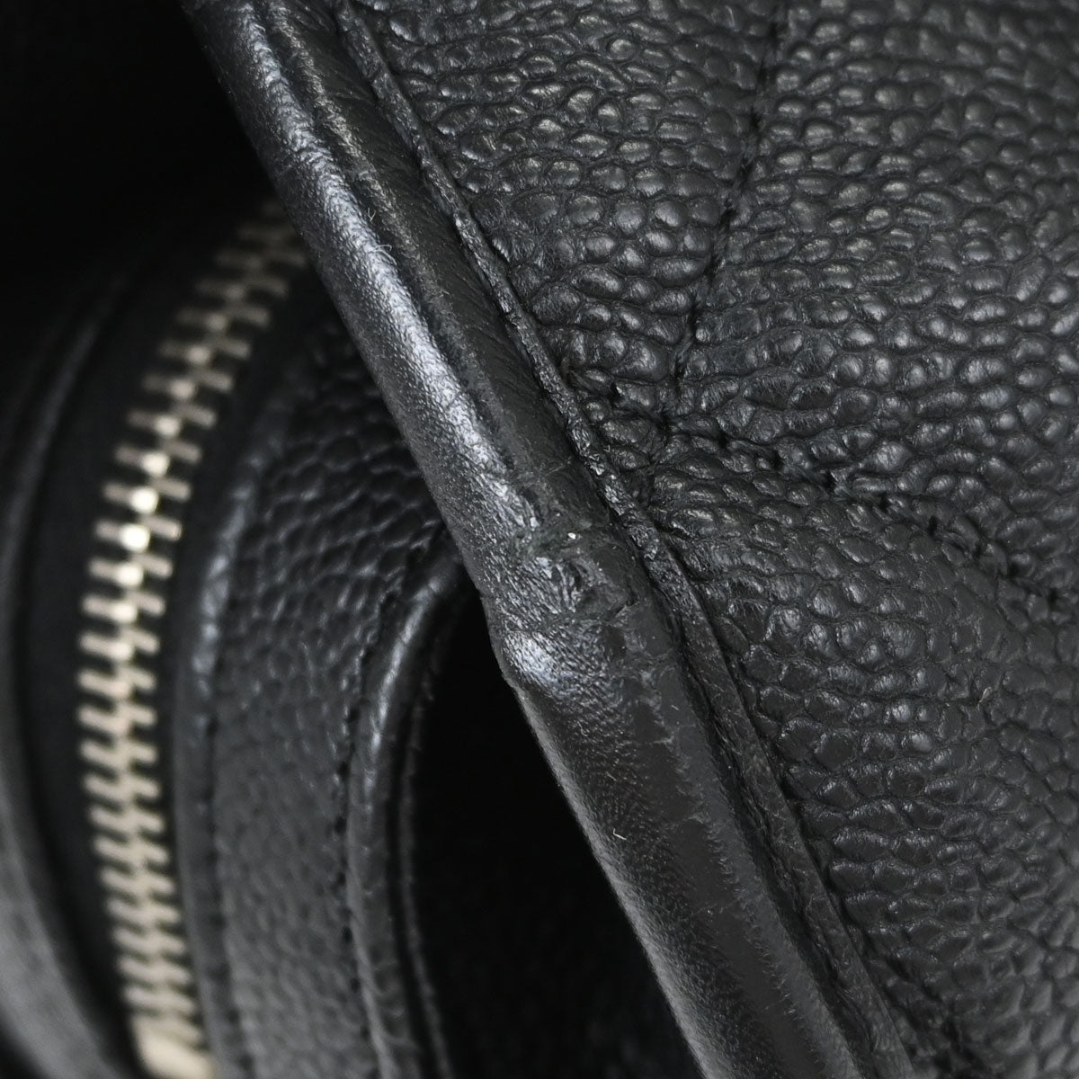 Chanel Black Caviar Skin French Riviera Tote Chain Handbag