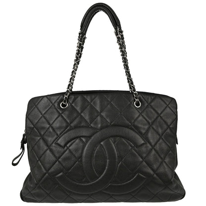 Chanel Black Caviar Skin Tote Chain Handbag