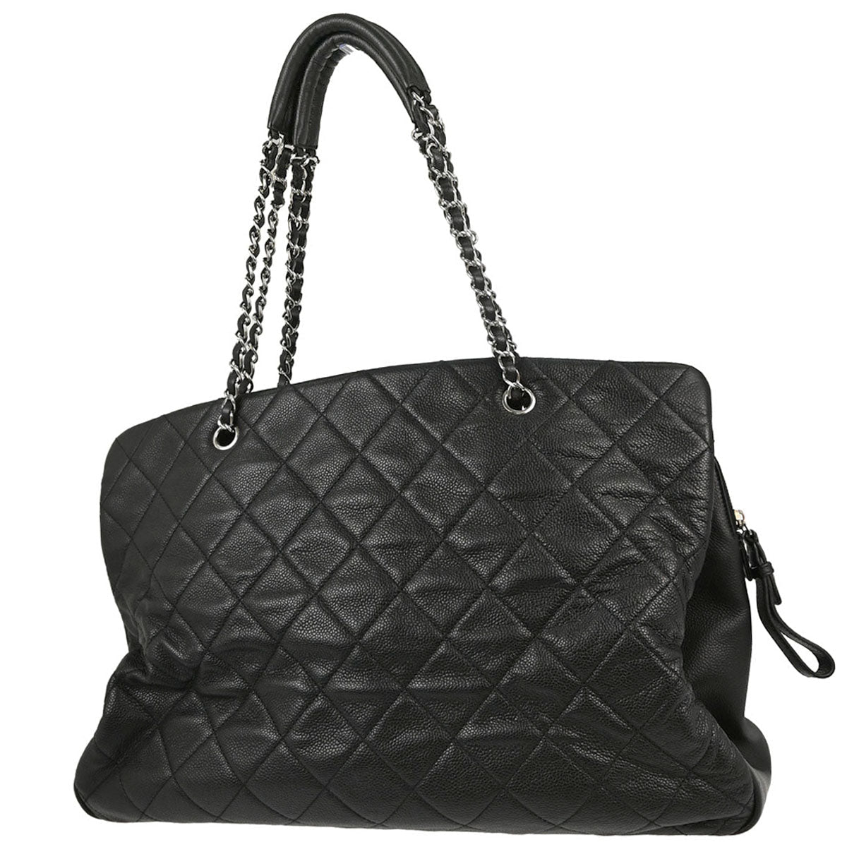 Chanel Black Caviar Skin Tote Chain Handbag
