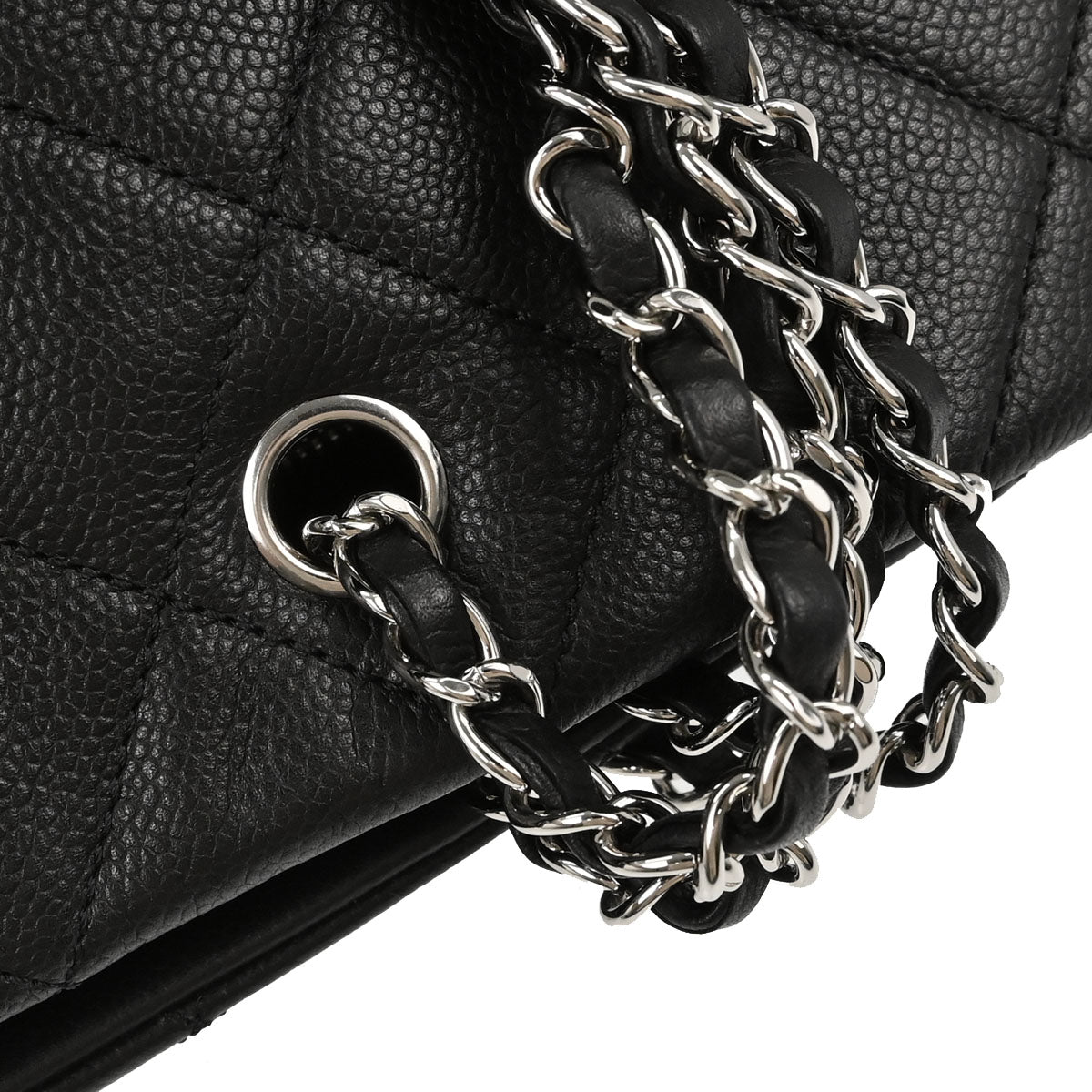 Chanel Black Caviar Skin Tote Chain Handbag