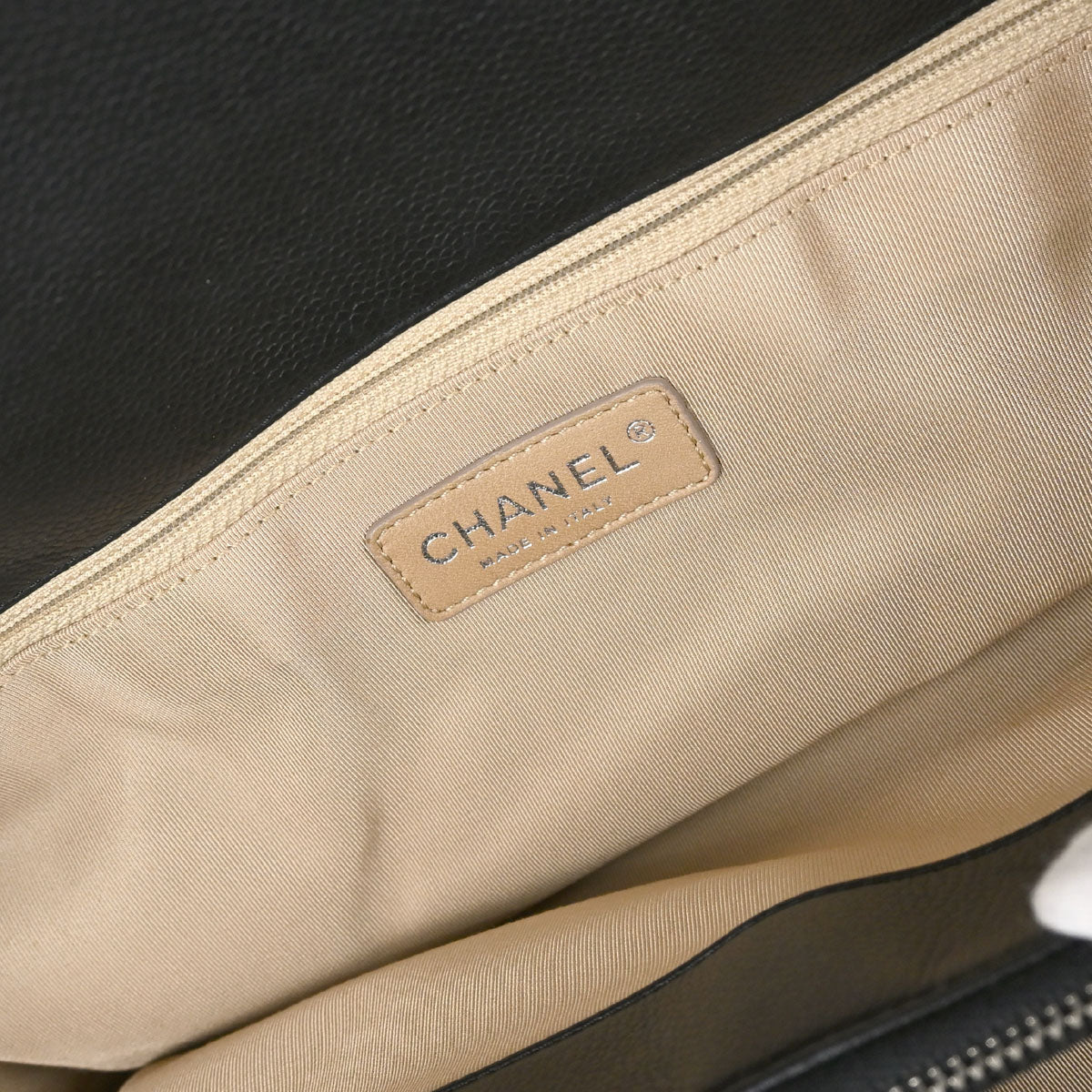 Chanel Black Caviar Skin Tote Chain Handbag
