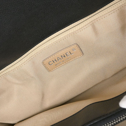 Chanel Black Caviar Skin Tote Chain Handbag