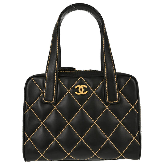 Chanel 2003-2004 Black Calfskin Wild Stitch Handbag