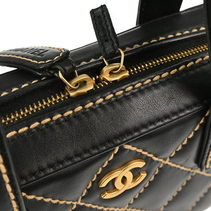 Chanel 2003-2004 Black Calfskin Wild Stitch Handbag