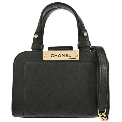 Chanel 2016-2017 Black Calfskin Label Click 2way Shoulder Handbag
