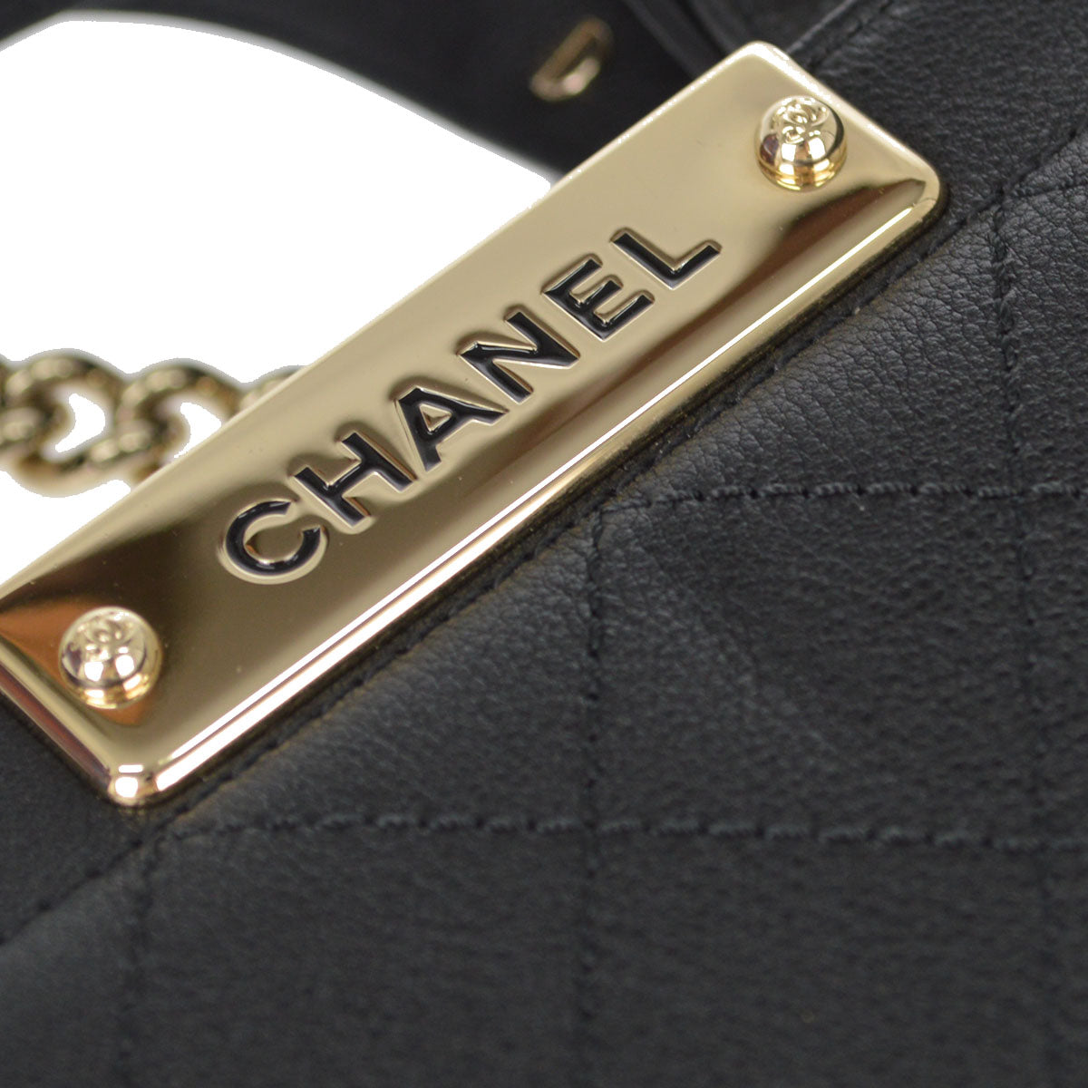 Chanel 2016-2017 Black Calfskin Label Click 2way Shoulder Handbag