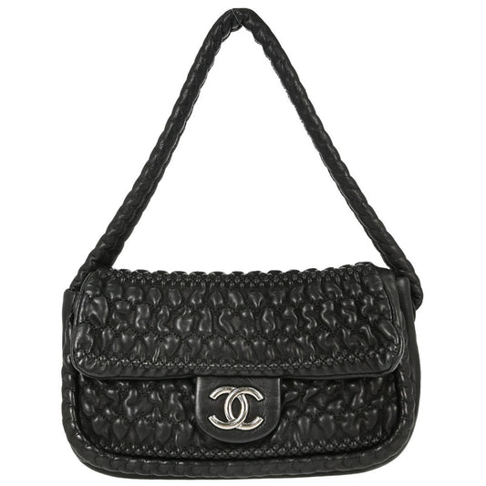 Chanel 2008-2009 Black Lambskin Ruffled Handbag
