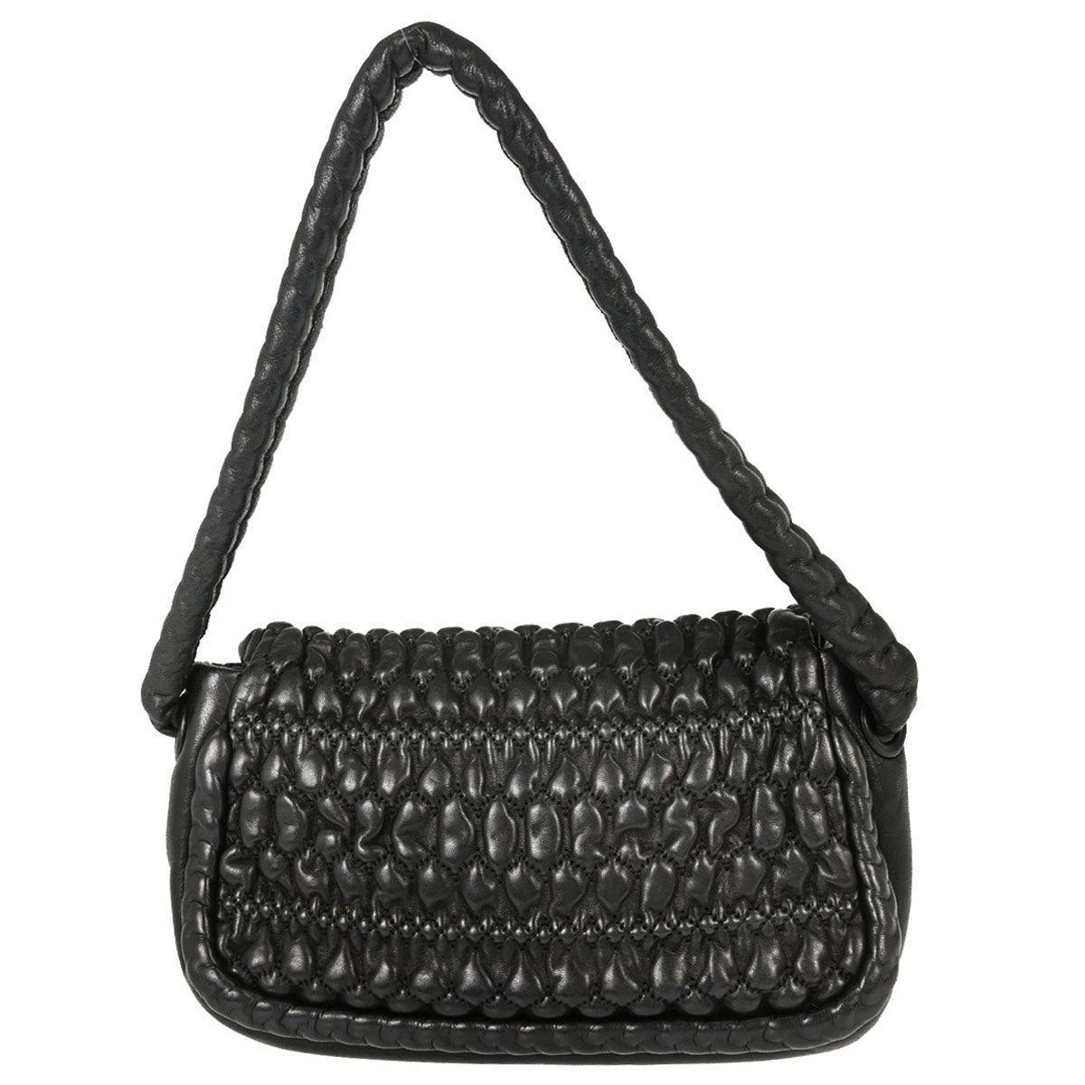 Chanel 2008-2009 Black Lambskin Ruffled Handbag