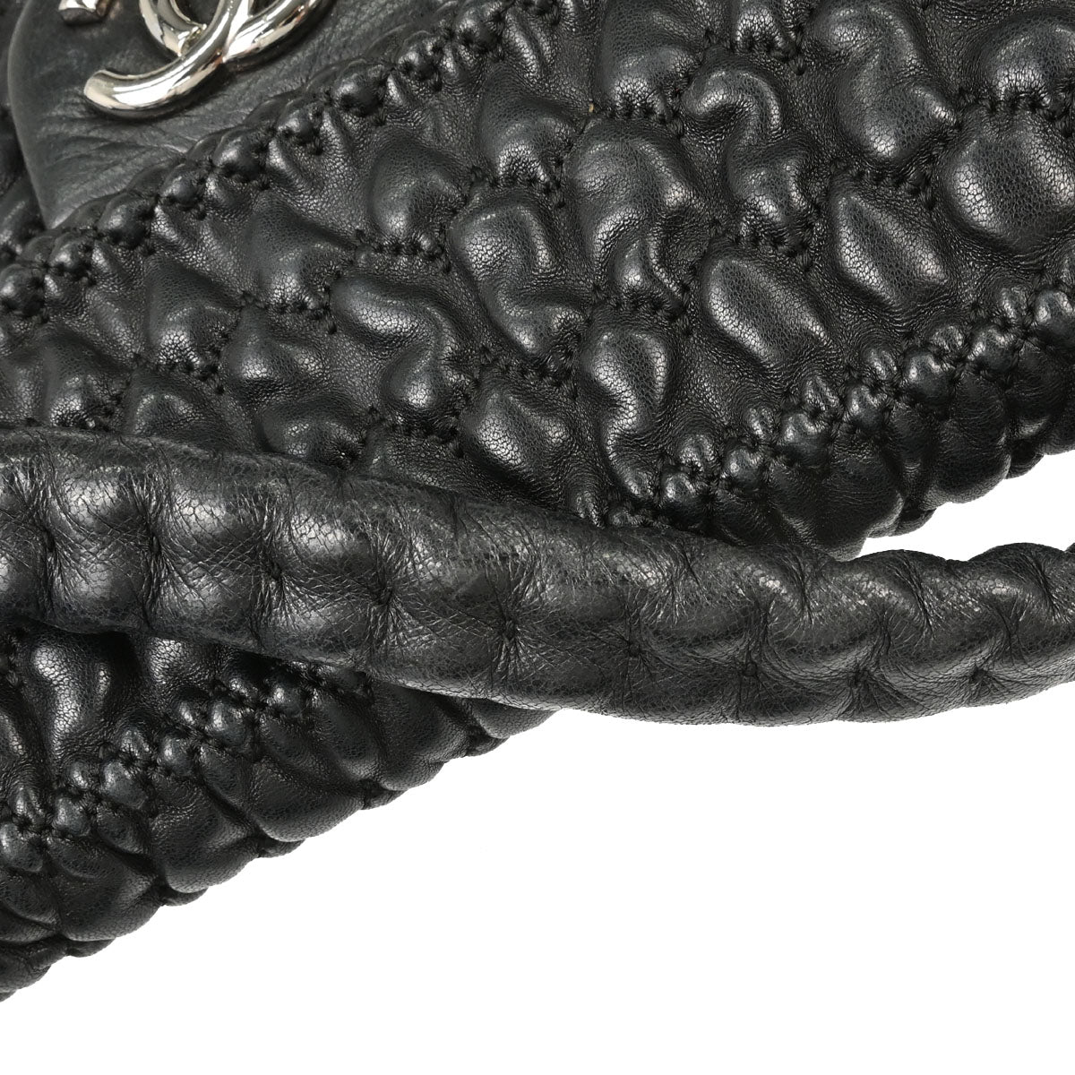 Chanel 2008-2009 Black Lambskin Ruffled Handbag