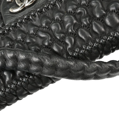 Chanel 2008-2009 Black Lambskin Ruffled Handbag