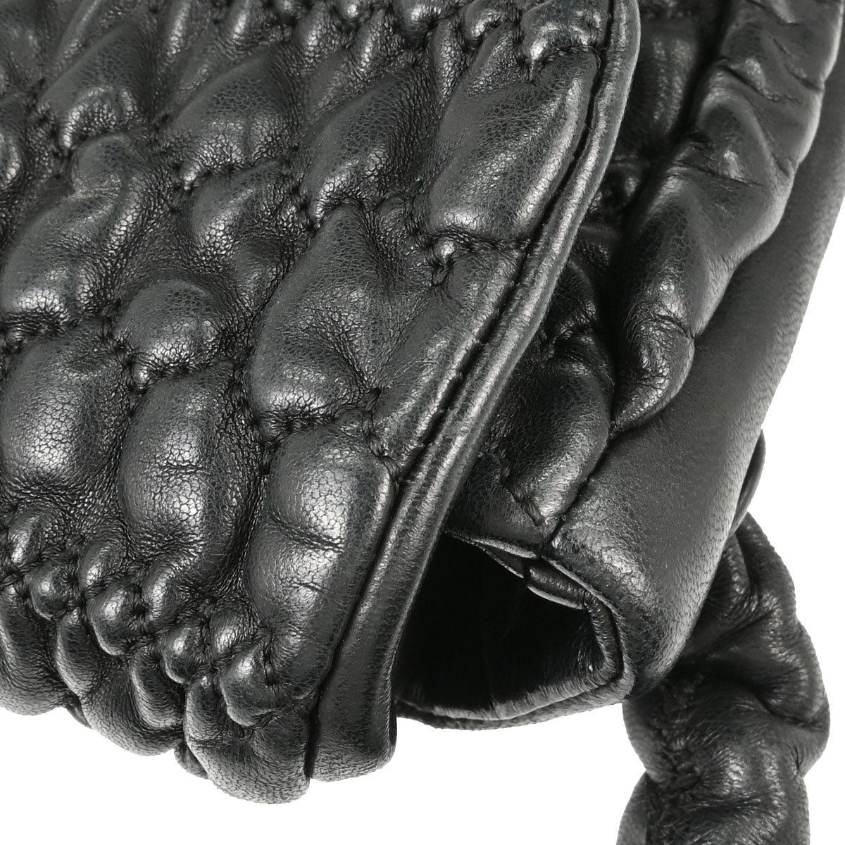 Chanel 2008-2009 Black Lambskin Ruffled Handbag