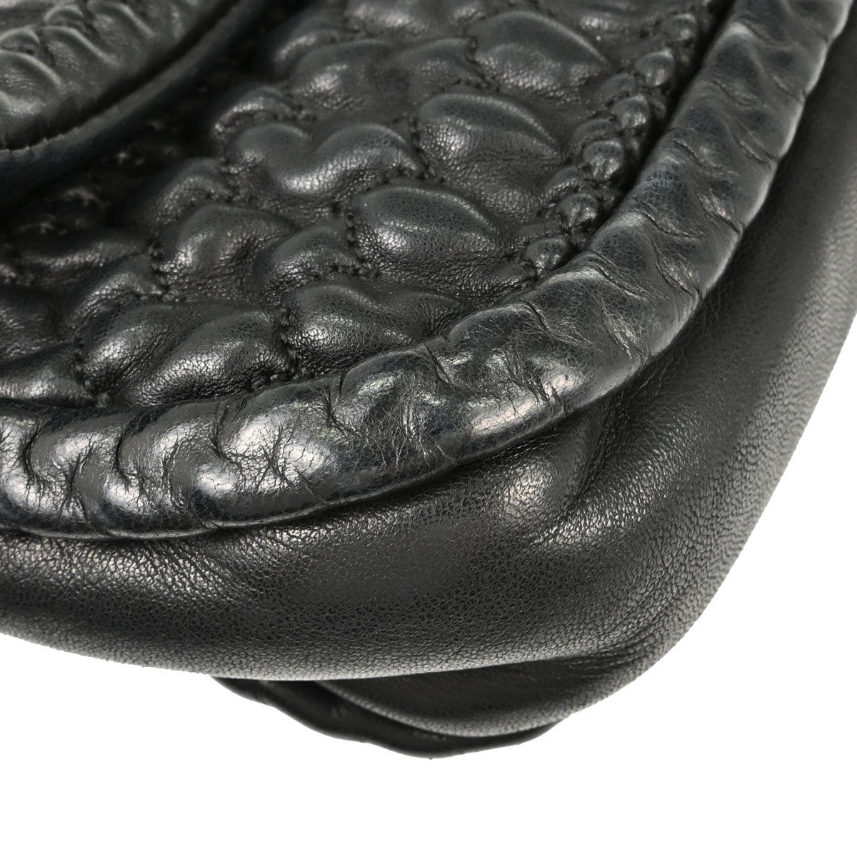 Chanel 2008-2009 Black Lambskin Ruffled Handbag