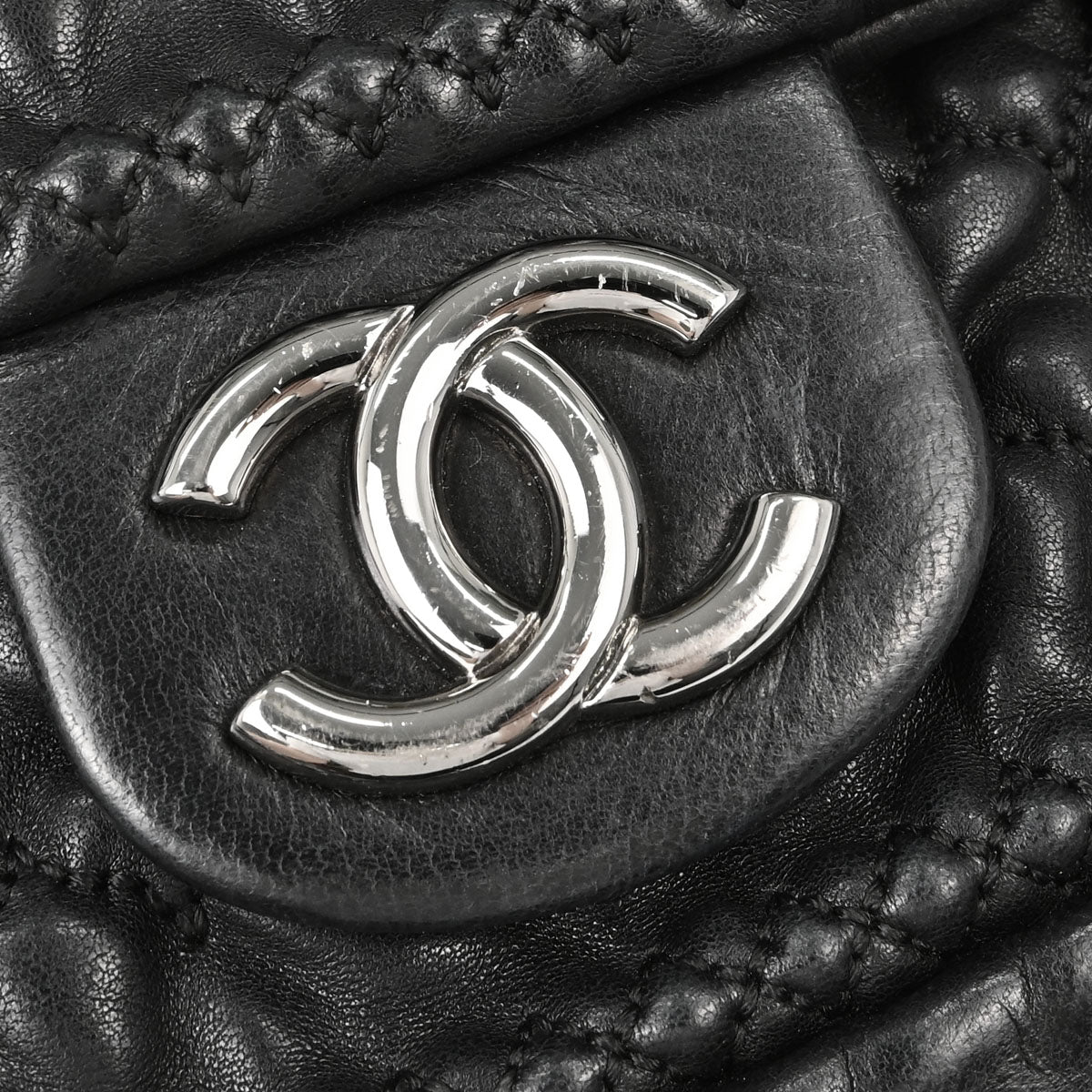 Chanel 2008-2009 Black Lambskin Ruffled Handbag