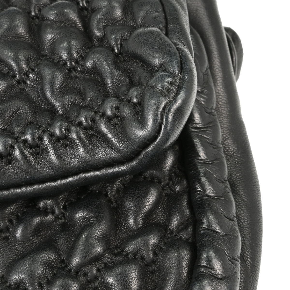 Chanel 2008-2009 Black Lambskin Ruffled Handbag