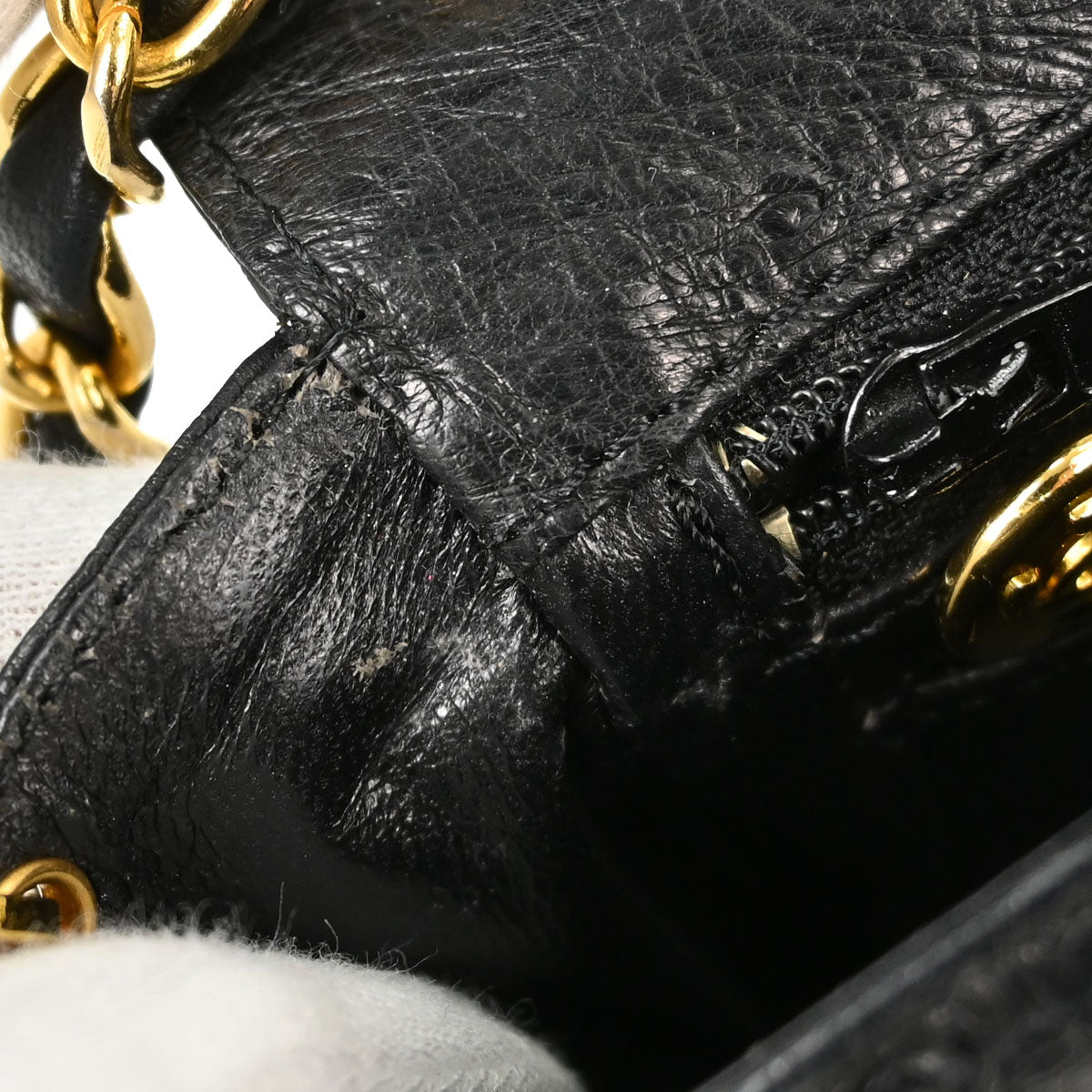 Chanel * Black Ostrich Mini Classic Square Flap Shoulder Bag