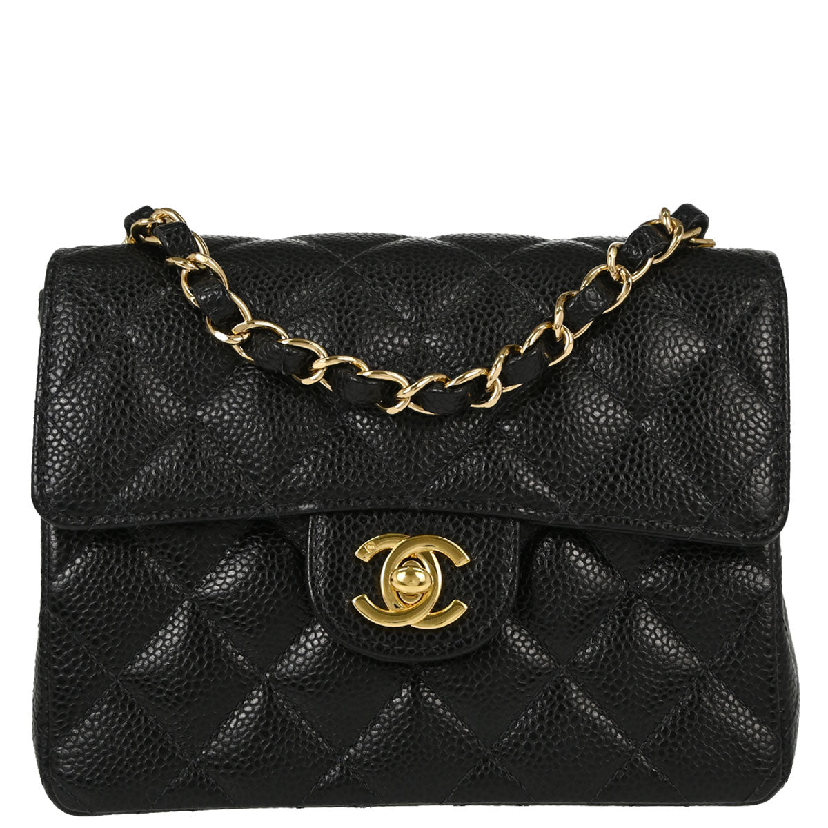 Chanel Black Caviar Skin Mini Classic Square Flap Shoulder Bag 17