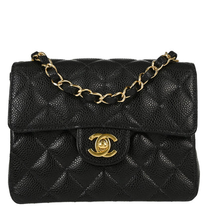Chanel Black Caviar Skin Mini Classic Square Flap Shoulder Bag 17
