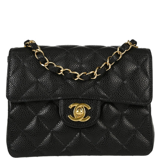 Chanel Black Caviar Skin Mini Classic Square Flap Shoulder Bag 17