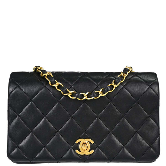 Chanel Black Lambskin Turnlock Mini Full Flap Shoulder Bag