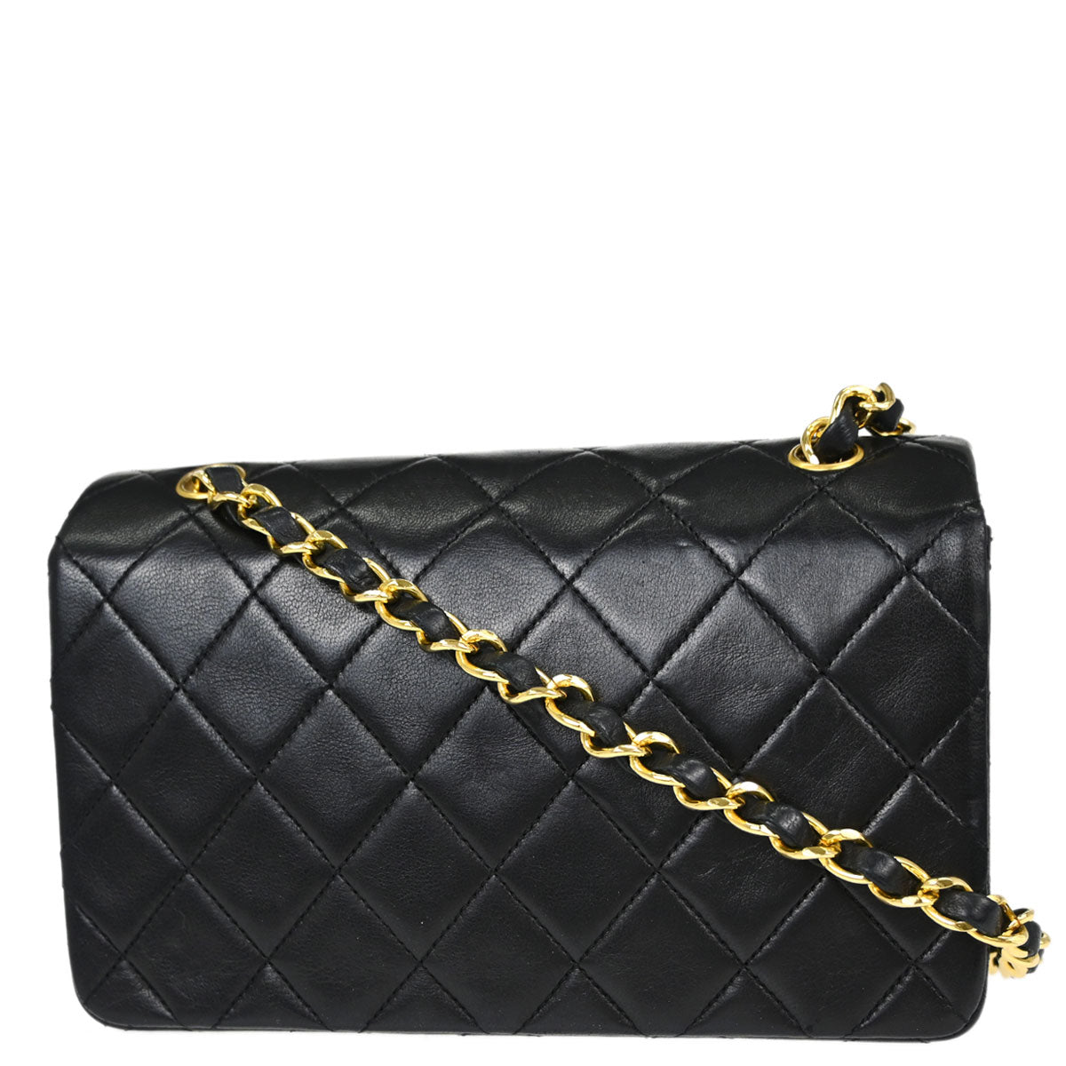 Chanel Black Lambskin Turnlock Mini Full Flap Shoulder Bag
