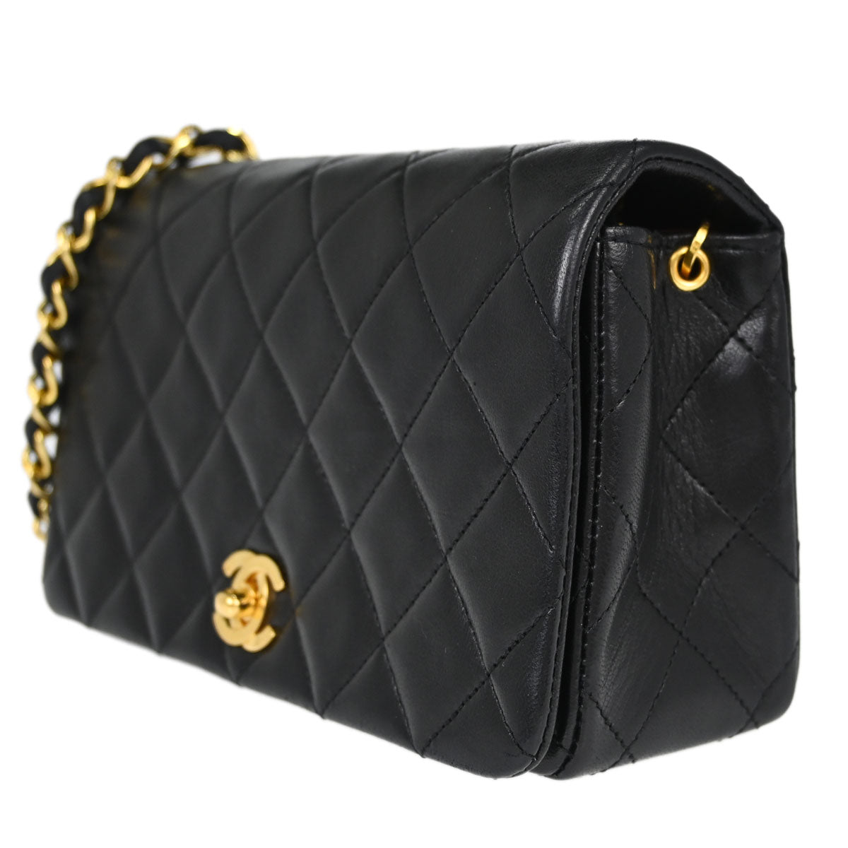 Chanel Black Lambskin Turnlock Mini Full Flap Shoulder Bag