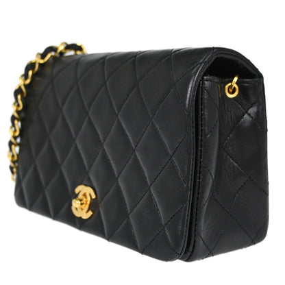 Chanel Black Lambskin Turnlock Mini Full Flap Shoulder Bag