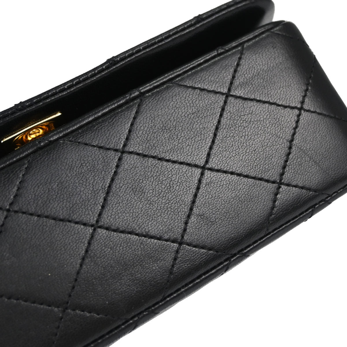 Chanel Black Lambskin Turnlock Mini Full Flap Shoulder Bag