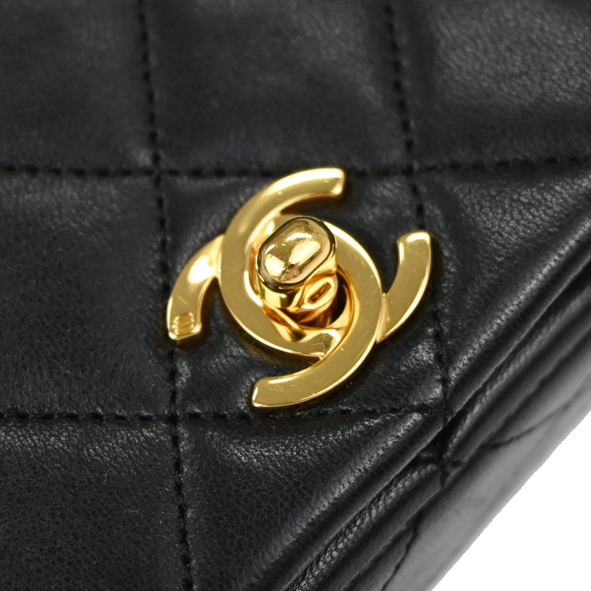 Chanel Black Lambskin Turnlock Mini Full Flap Shoulder Bag