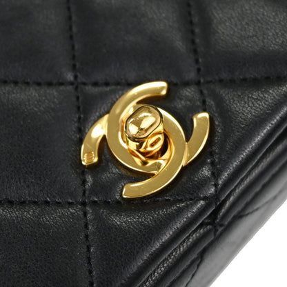 Chanel Black Lambskin Turnlock Mini Full Flap Shoulder Bag