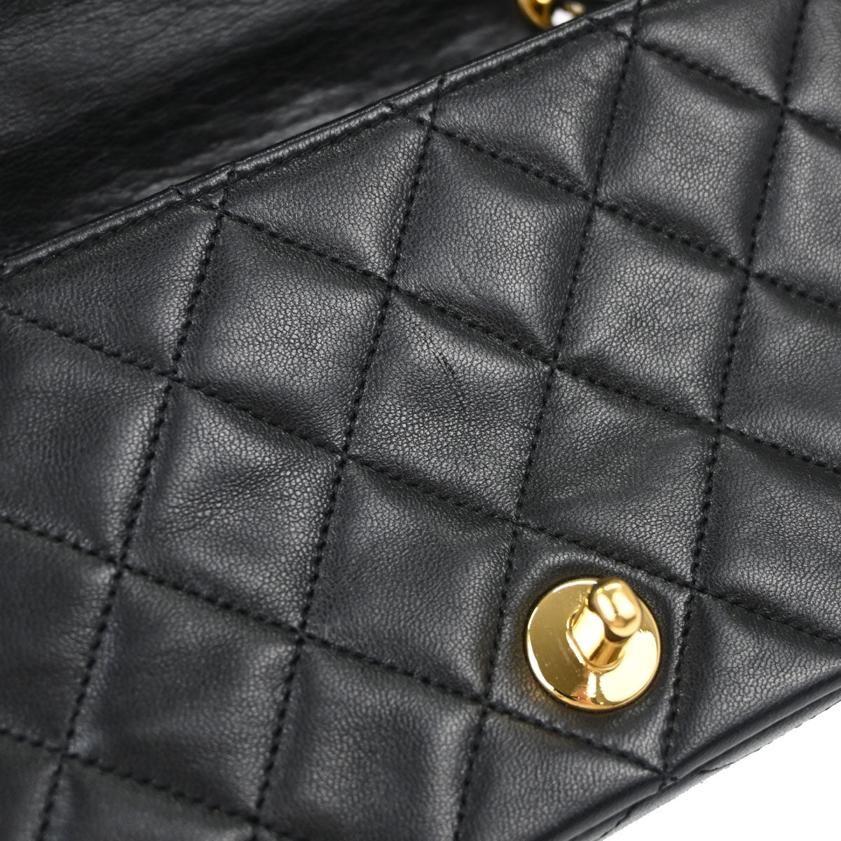 Chanel Black Lambskin Turnlock Mini Full Flap Shoulder Bag