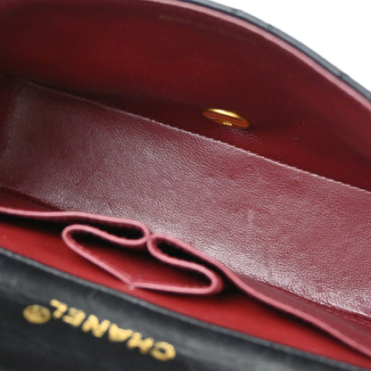 Chanel Black Lambskin Turnlock Mini Full Flap Shoulder Bag