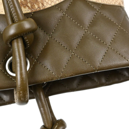Chanel * Khaki Calfskin Python Cambon Ligne Tote Handbag