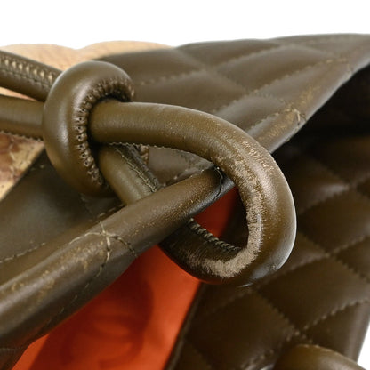 Chanel * Khaki Calfskin Python Cambon Ligne Tote Handbag