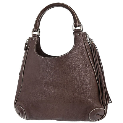 Chanel 2003-2004 Brown Calfskin Tassel Hobo Handbag