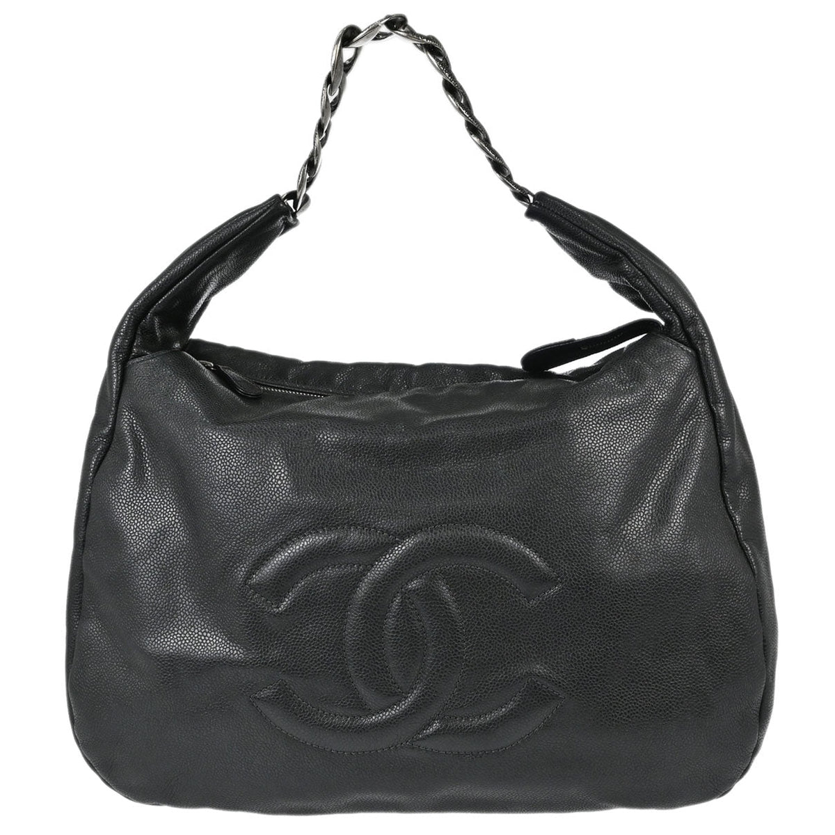 Chanel 2009-2010 Dark Gray Caviar Skin 31 Hobo Handbag