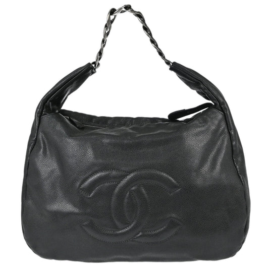 Chanel 2009-2010 Dark Gray Caviar Skin 31 Hobo Handbag