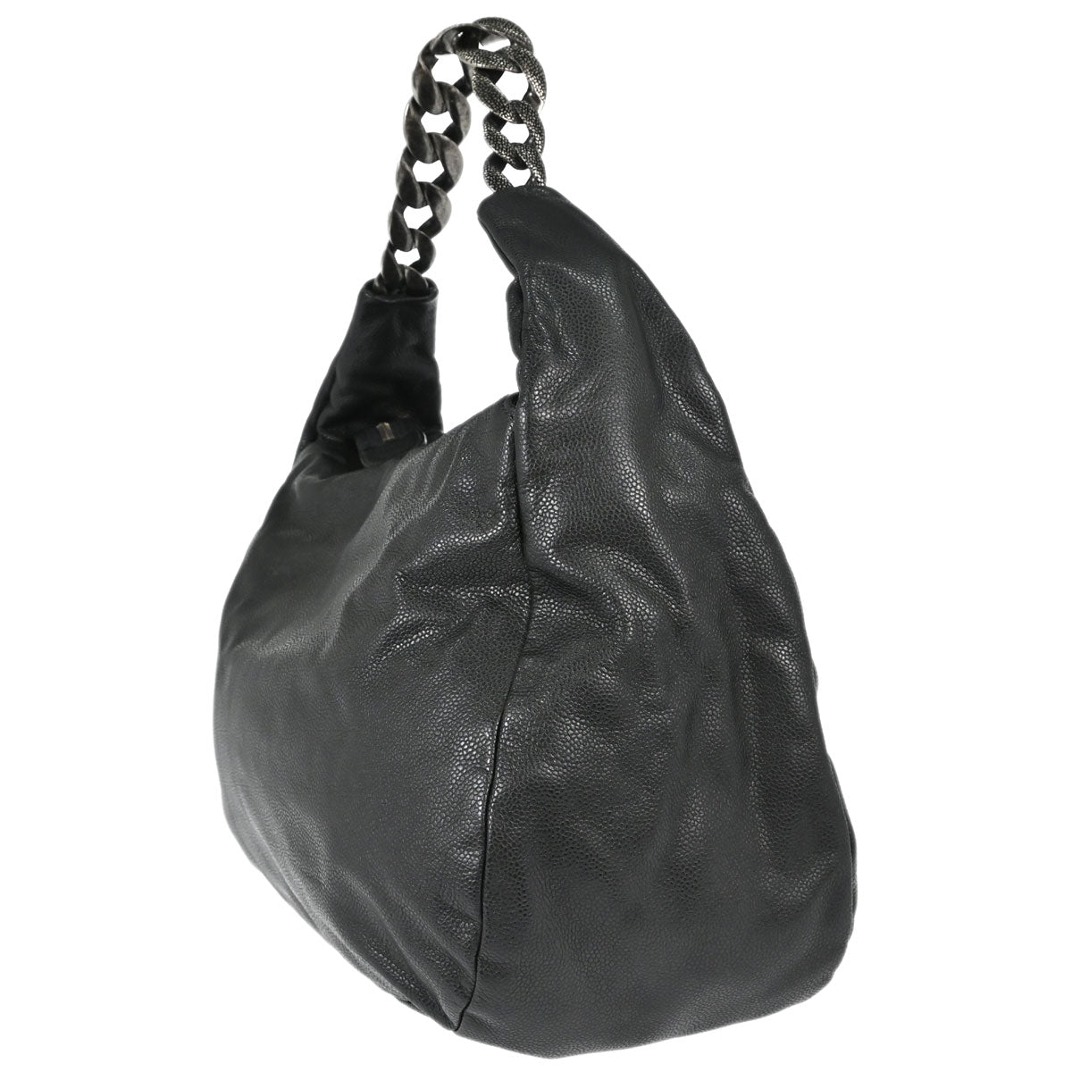 Chanel 2009-2010 Dark Gray Caviar Skin 31 Hobo Handbag