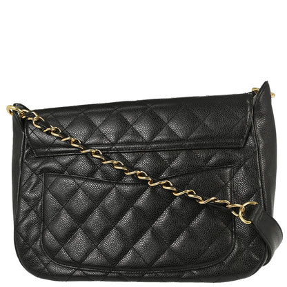 Chanel 2003-2004 Black Caviar Skin Shoulder Bag