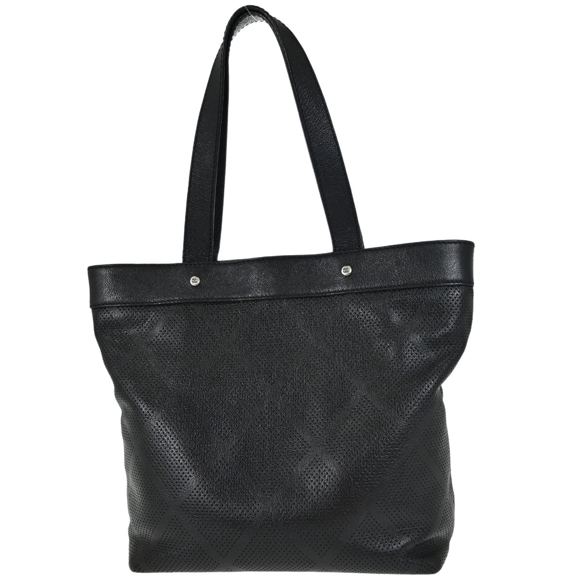 Chanel Black Perforated Calfskin Tote Handbag