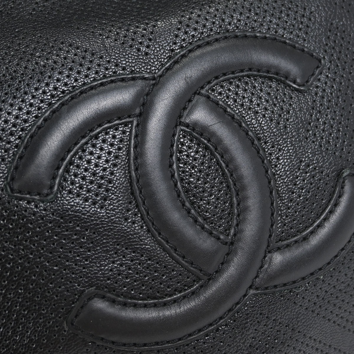 Chanel Black Perforated Calfskin Tote Handbag