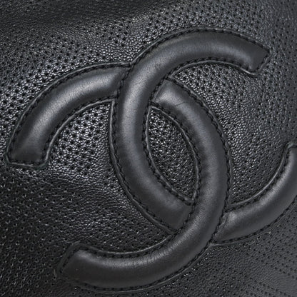 Chanel Black Perforated Calfskin Tote Handbag