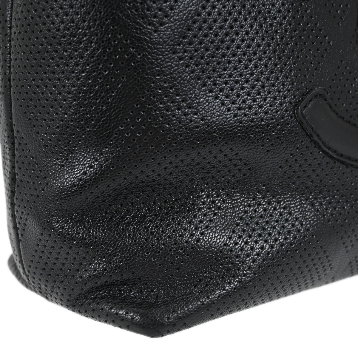 Chanel Black Perforated Calfskin Tote Handbag