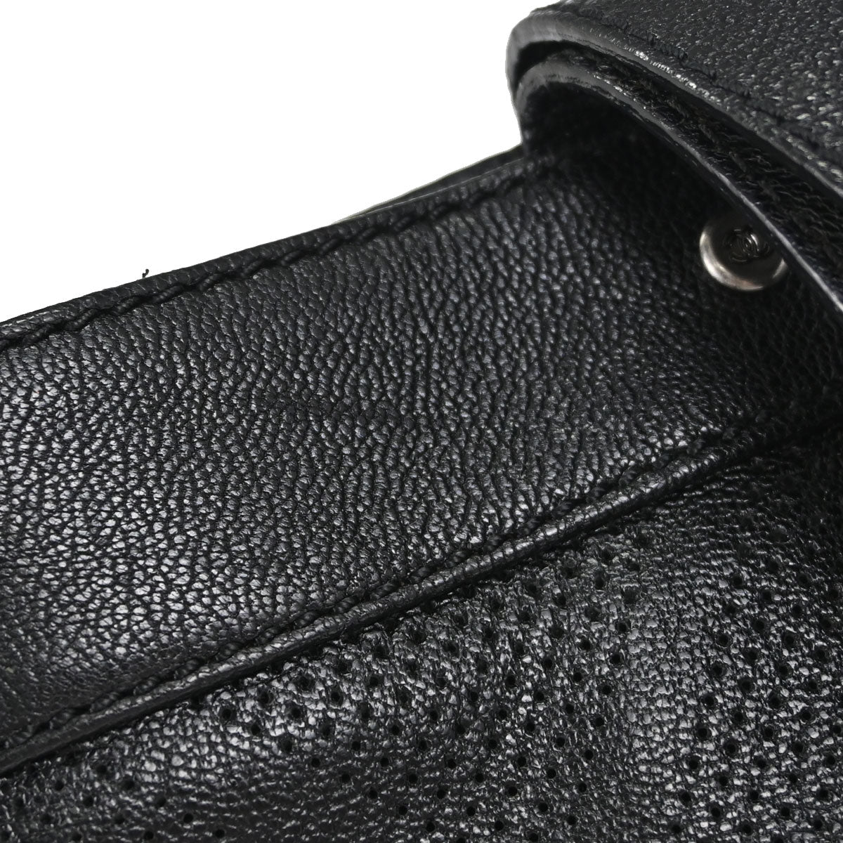 Chanel Black Perforated Calfskin Tote Handbag