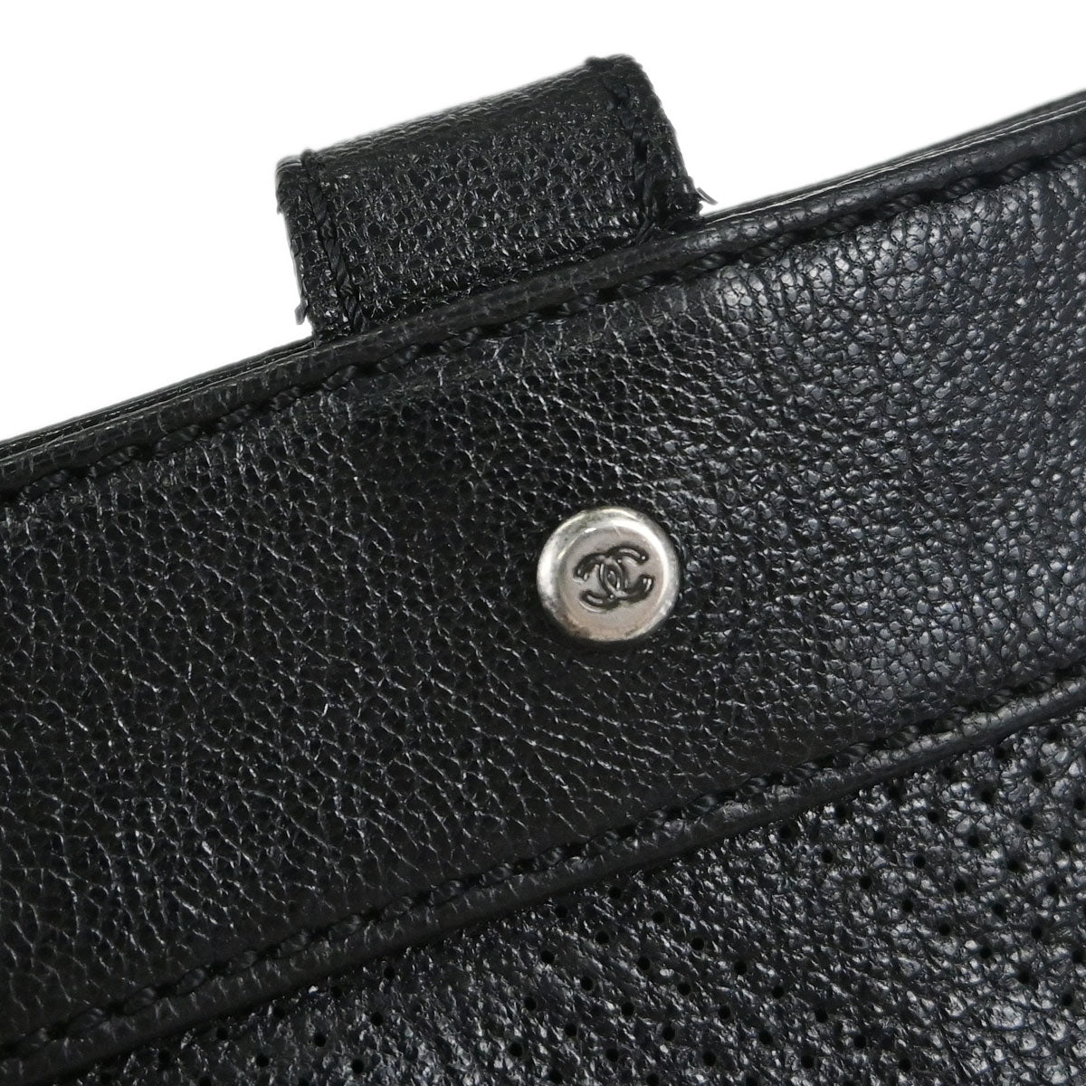 Chanel Black Perforated Calfskin Tote Handbag