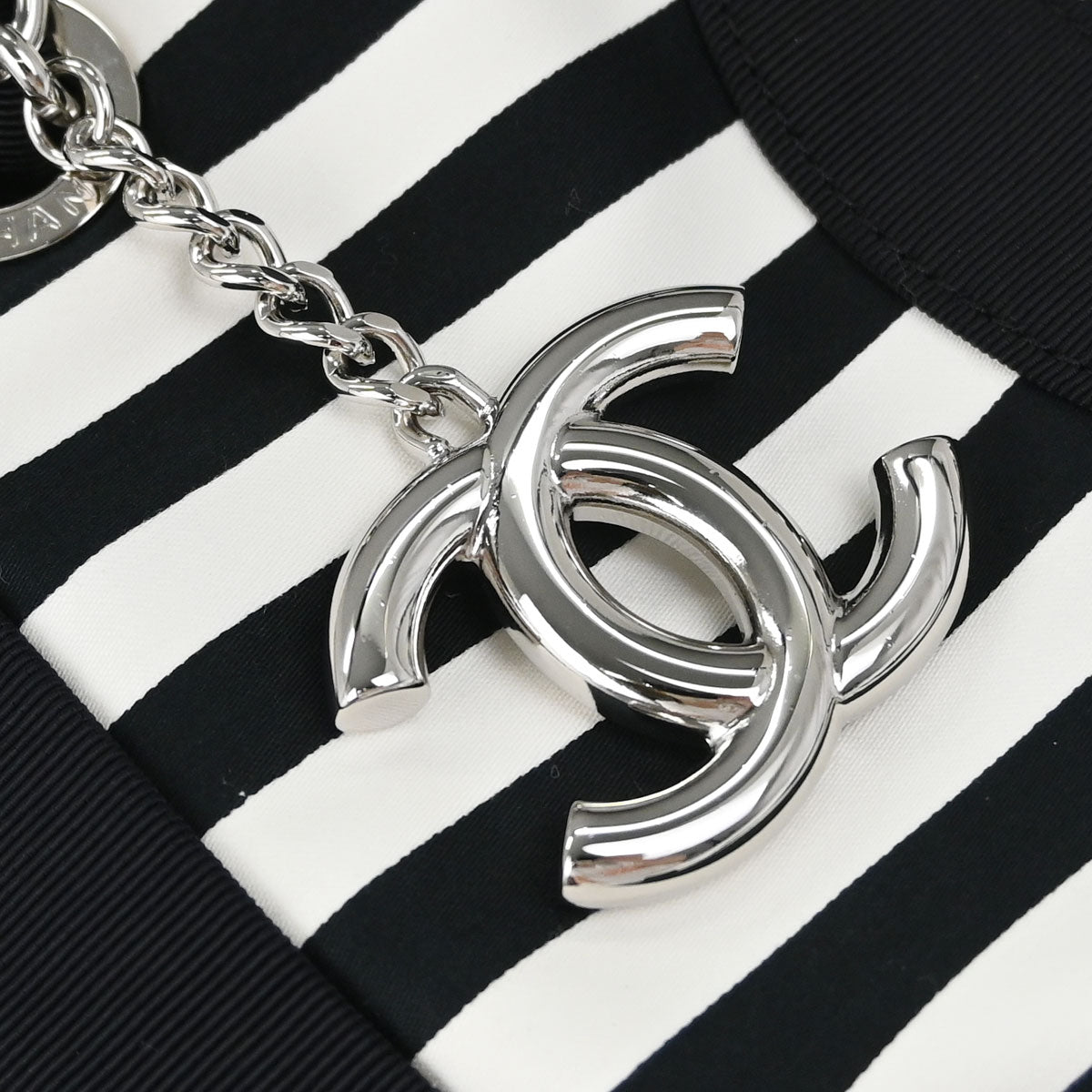 Chanel Black White Canvas Cruise Line Striped Handbag