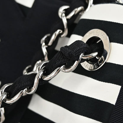 Chanel Black White Canvas Cruise Line Striped Handbag