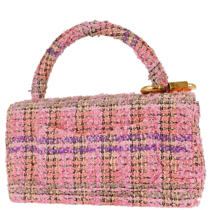 Chanel 1994-1996 Pink Tweed Single Flap 2 in 1 Handbag Set