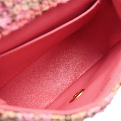 Chanel 1994-1996 Pink Tweed Single Flap 2 in 1 Handbag Set