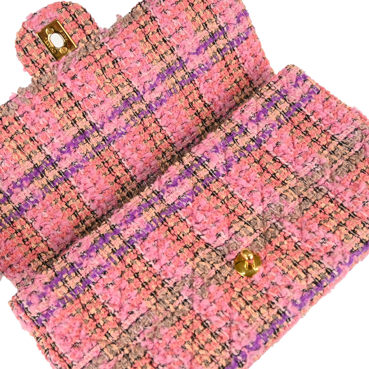 Chanel 1994-1996 Pink Tweed Single Flap 2 in 1 Handbag Set